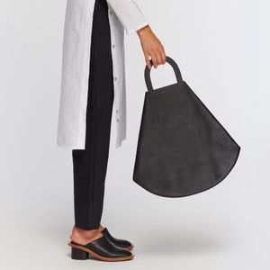 Building Block Stencil Leather Tote Bag